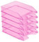 Tradineur - Pack de 5 bandejas de oficina apilables, plástico transparente, organizador documentos A4, revistas, folletos, sobremesa, escritorio, fabricado en España (Fucsia - 35 x 25,5 x 6,5 cm)