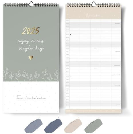 Familienkalender 2025 I OKT24 - DEZ25 I Familienplaner Wandkalender I minimalistisch Blumen I 22 x 43 cm I Familienplaner, mit Ferien- und Feiertagen, Stundenplänen uvm...