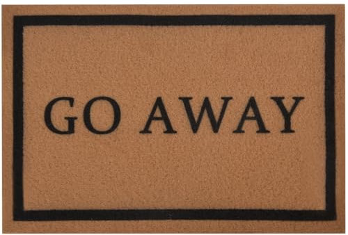 ChezMax Doormat Go Away, Non-Slip Natural Coir Welcome Door Mat Waterproof Funny Rugs for Indoor Outdoor Carpet Front Door Floor Entrance Entryway