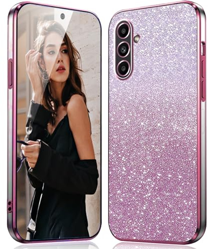 DESSEN Cover per Samsung Galaxy A14 4G / 5G Glitter - Trasparente Morbida Silicone Custodia Antiurto Protezione Case con Bordo Placcato e Carta Glitter, Rosa