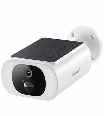 ieGeek 2K Camara Vigilancia WiFi Exterior Solar, Cámara de Seguridad sin Cables con Panel Solar Integrado, Visión Nocturna en Color, WiFi 2.4GHz, PIR Movimiento Detección, Audio Bidireccional