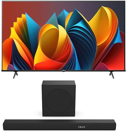 Hisense Bundle of 75E7NQ 189 cm (75 Zoll) Fernseher, 4K UHD, QLED, HDR10, HDR10+ decoding, HLG, Dolby Vision Atmos, 60Hz Panel, Smooth Motion, Bluetooth, Alexa Built HS3100