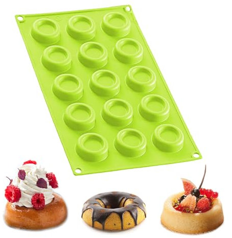 EASYLAVIE 15 Moule Mini Savarins Diamatre 4cm - Moule a savarin et Baba au rhum Moule Forme Savarin Silicone - couleur aléatoire