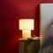 Lightbox Nacht-Tischlampe | Ø 23 cm, 30 cm Höhe | Tischleuchte mit Wipp-Schalter & hochwertigem Teddy-Stoff | E27 Fassung | flauschige Schlafzimmer-Lese-Lampe aus Metall/Textil in Beige