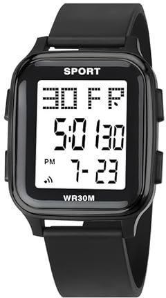 LIWEARE Casual Sport Watch Unisex Digital Armbanduhr 10M wasserdichte Sportuhr Stoppuhr Kalender leuchtende Digitaluhr mit Wecker (schwarz und weiß)