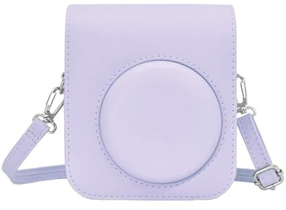 ASFWAGQ Sofortbildkameras Tasche Kompatibel mit Instax Mini 12 / Mini 11 Mini 9 Mini 8 PU Leder Sofortbildkamera Reisetasche mit Schulterriemen und Tasche (Lilac Purple)