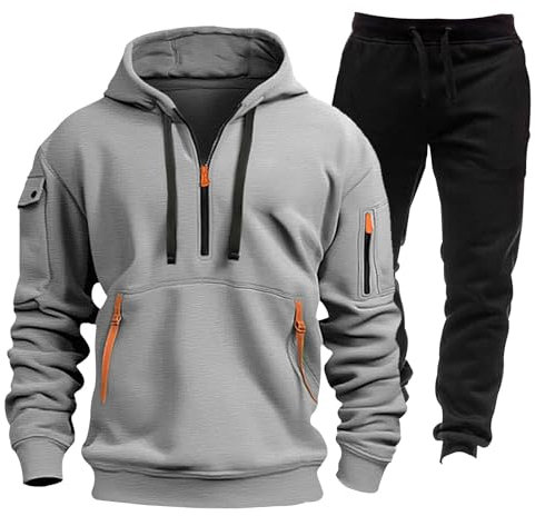 Generisch Jogginghose Herren Set Freizeitanzug Herren Baumwolle Herren Outfit Komplett Set Jogginghose Herren Set Sportanzug Herren Jogginganzug Kurzgrößen Trainingsanzug Herren Herren Outfit