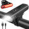 Bike Lights, Bicycle Front and Rear Light Rechargeable, Cycling Lights with 4 Lighting Modes, 1500mAh Battery for Long Runtime, IPX4 Waterproof, Easy to Install, Perfect for Outdoor Cycling
