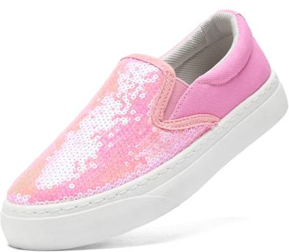 maxvinci Damen Glitzer Canvas Sneakers Slip-On Stoffschuhe Pailletten Segelschuhe Atmungsaktiv Flache Loafer Walkingschuhe(Rose 247)