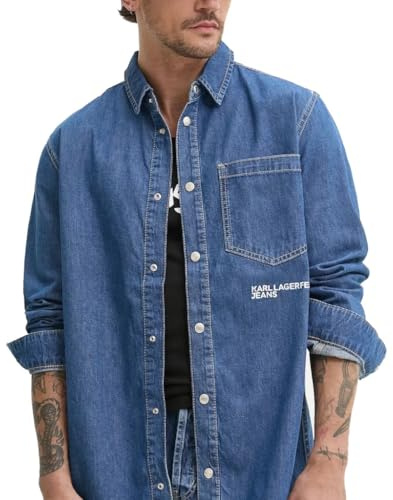 Karl Lagerfeld Jeans Herren Regular Denim Shirt Dunkelblau M