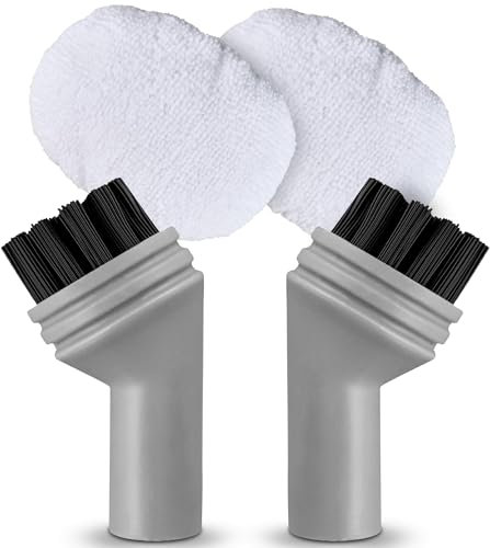 Neighbour's Friend® Dampfreiniger kompatibles Ersatz-Set 2 Rundbürsten 2 Mikrofasertücher I Zubehör Handdampfreiniger Bürste Mikrofaser Tuch