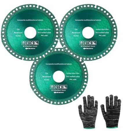 3pcs Cutting Disc For Angle Wheel Grinder(100 * 20 * 3.5mm) And A Pair Of Gloves,Composite Multifunctional Cutting Saw Blade Used For Smooth Cutting Chamfering And Grinding Of All Materials