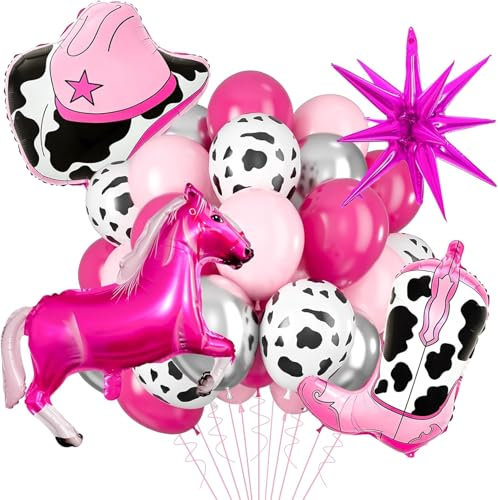 20 Stück Western Party Luftballons, Cowgirl Luftballons Set mit Latex Luftballons Cowgirl Stiefel Hut Luftballons Stern Ballons Pferde, Rodeo Ballons für Western Cowboy Mottoparty, Geburtstags Party