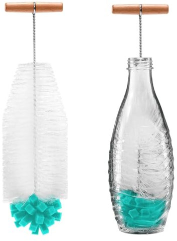 35cm Flaschenbürste kompatibel mit Sodastream Flaschen, Harte Borsten und einen weichen Schwamm, kratzerfreier Flaschenreiniger Bürste Löst hartnäckigen Schmutz, Sodastream Zubehör (Grün)