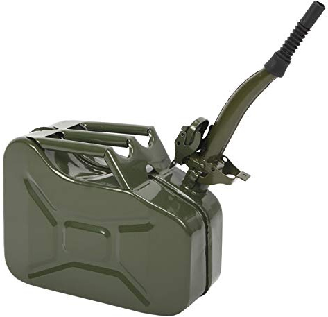 Metal Gas Can with Flexible Spout, Portable Fuel Tank Petrol Diesel Storage Can Water Container for Automobile Vehicle Off Road Emergency Supply (10L, Army Green)