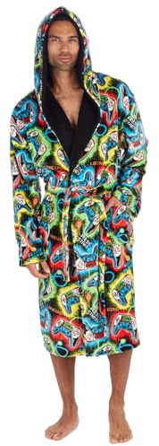 Undercover Mens Hooded Fleece Dressing Gown 31B2175 Black Gamer Large
