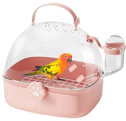 Caja de transporte para pájaros | Caja de transporte para animales pequeños de PVC con botella | Espaciosos utensilios de transporte para pájaros | Para chinchillas, guacamayos, conures, cacatúas