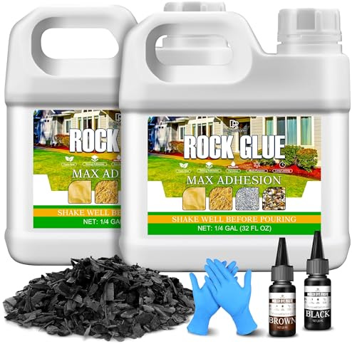 Colle à Gravier Extérieur avec colorant, 2L Liant pour Gravier Prêt à l'Emploi - Fixation Permanente Cailloux Écorces Pierres, pour jardins, cours, patios, rochers, paillis, cailloux et paille de pin