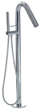 MRKU Ensemble Robinet mitigeur de Baignoire sur Pied doré avec douchette et Flexible pour robinets de Baignoire