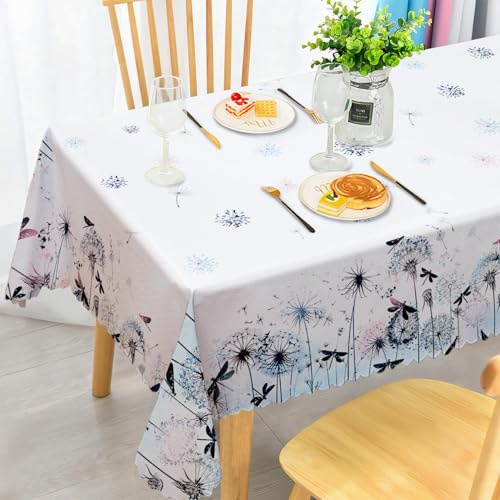 Tischdecke Rechteckig Wetterfest Abwaschbar - Polyester Löwenzahn Floral Muster - Outdoor Tischdecke für Garten Küche Esszimmer Balkon - für 2-3 Personen - Wasserdicht & Langanhaltend - 100x140 cm