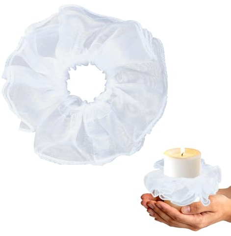 Tropfenfänger Kommunionkerze, Kommunionkerze Tropfschutz, Spitze Tropfschutz Kerzenmanschette 6CM, Weißes Netz Tropfschutzkappe Kerze, für Taufkerzen Hochzeitskerzen (A)