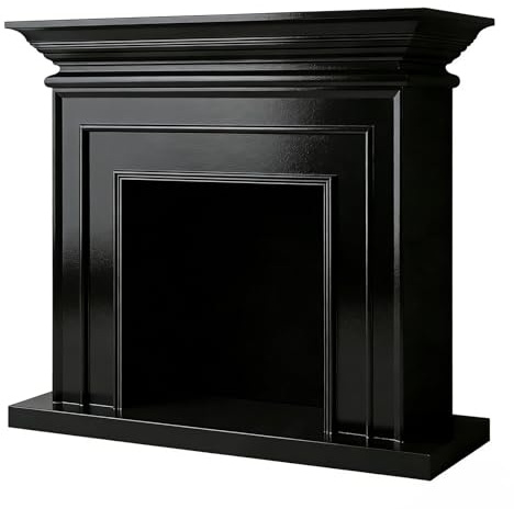 Marble Fireplace Solid Wood Classic Traditional Fireplace Mantel Surround with Open Shelf Fireplace Frame(Black)