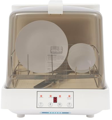Mini lavastoviglie da tavolo con coperchio in vetro, 4 programmi, 800 W, sistema di spruzzo a 360°, autoportante, piccola lavastoviglie con finestra di visualizzazione, per appartamento, campeggio