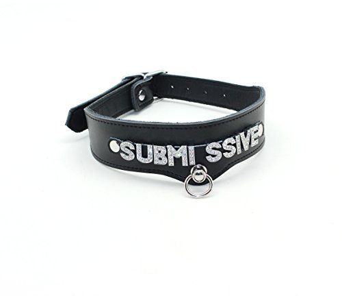Lederhalsband Choker Damen Schwarz - SMspade Lederhalsband o-ring Echtleder Lederhalsband Frauen Personalisiert Sex für Frauen Herren Männer Herren, SUBMISSIVE