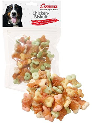 Corwex Chicken Biskuit (70g), Keks mit Fleisch, fettarm, Kausnack für Hunde, 100% Huhn im Fleischanteil