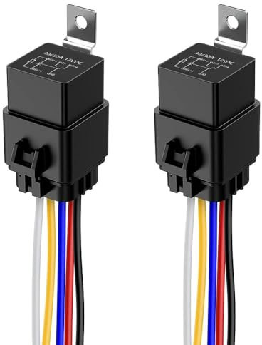 Gebildet 2 pezzi 40/30 Ampere Relè Interruttore Impermeabile 12AWG Set di Cablaggio Con Diodo Integrato - 12V DC 5-Pin SPDT Relè per Autoveicoli Fili Caldi