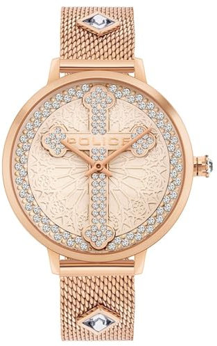 Police Unisex Erwachsene Analog Quarz Uhr mit Edelstahl Armband PL16031MSR.32MMA