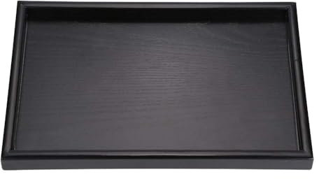 Juego de 3 Bandeja Negra, Bandejas De Madera Para Servir Bandeja Rectangular Para Mesa De Café Bandeja Moderna Para Servir Bandejas De Madera Para Decoración Para Desayuno Té Comida (25 * 18 * 2cm)