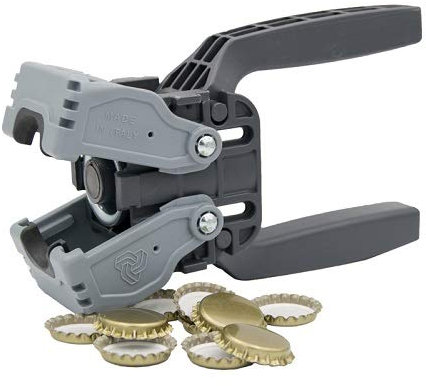 VIRSUS 1 TAPADORA DE CÁPSULAS MANUAL CON 2 PALANCAS KELLY PARA TAPONES DE CORONA DE 26 MM DE DIÁMETRO, PARA BOTELLAS DE VINO, CERVEZA FERRARI + 100 TAPONES DE CORONA DE 26 MM DE DIÁMETRO.