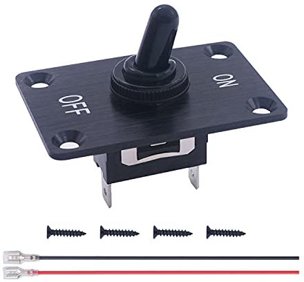 weideer Heavy Duty Rocker Toggle Switch 16A 250V ON/Off 2 pin 2 Position Toggle Switch with Mounting Plate Waterproof Cap and Wires E-TEN-1021-M-X-B