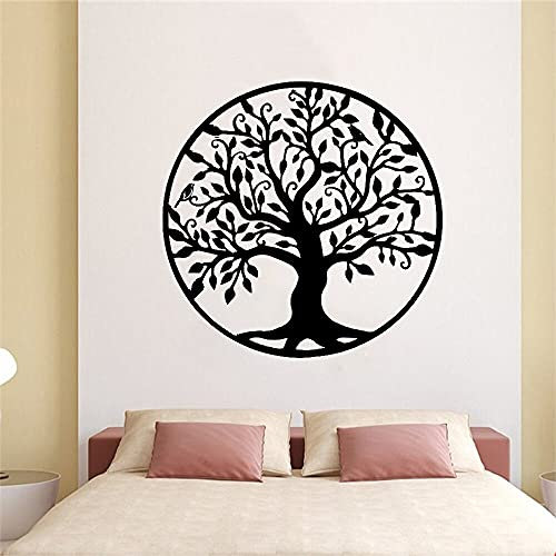 QIANGTOU Albero della Vita Decorazione da Parete Decorazioni per la casa Soggiorno Camera da Letto Albero Silhouette Stickers murali Art Adesivo da Parete in Vinile rimo 75x75cm