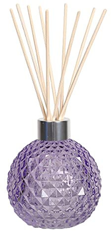 Woodbridge leeres Reed Diffuser Glas | zum Selbstbefüllen | Violett | Schickes Diffuser Glas inklusive 50 Stück Rattan Reeds zur Duftverteilung | geruchsneutralisierender Luftentfeuchter