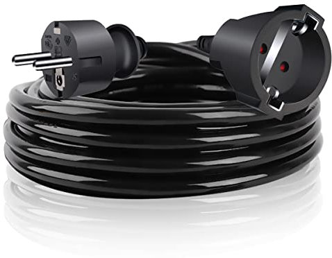 EXTRASTAR Cable Alargador de Corriente 3M, con Enchufe Protección, Potencia Máxima 3680W, 3G*1,5 mm², para Oficina, Hogar, Negro