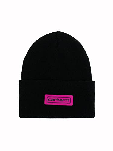 Carhartt Knit Logo Patch Beanie Bonnet, Noir, Taille Unique Homme