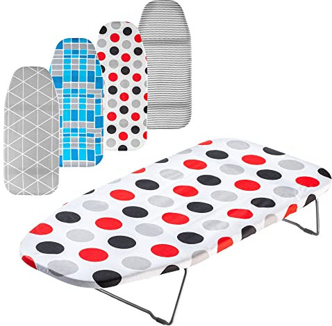 KADAX Tabla de planchar pequeña, 70 x 30 cm, con base de espuma de 3 mm, mesa plegable con funda extraíble, tabla de planchar para camping