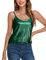 VIDUSSA Damen Funkelnde Tops Ärmellose Camisole Tank Tops Pailletten V-Ausschnitt Oberteile Shirt Blusen Grün S
