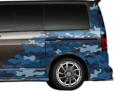 Finest Folia Auto Camouflage Matt Aufkleber Tuning Seitenaufkleber Sticker Set selbstklebend wasserfest zweiteiliges Set Zubehör RX048 (02 Blau)