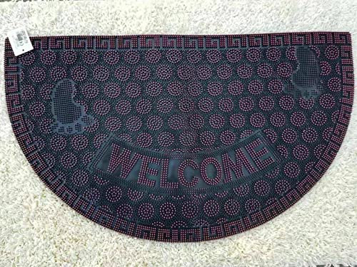 Householdfurnishing Luxury Heavy Duty Rubber Doormats Welcome Mat Outdoor Front Door Mat Halfmoon (Black Red, Half Moon 45 x 75 cm)