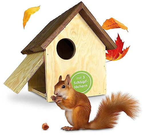 GARTENETAGE Eichhörnchen Kobel wetterfest/Robustes XL Eichhörnchen Haus zum Aufhängen/Eichhörnchen Nistkasten aus robustem Holz/Eichhörnchenhaus
