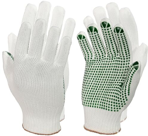 Thermal Work Gloves for Men (2 Pairs) - Cold Protection PVC Grip Safety Gloves for Food Industry Outdoor Gardening Warehousing & Construction – Medium Size Breathable Dotted/Plain Palms
