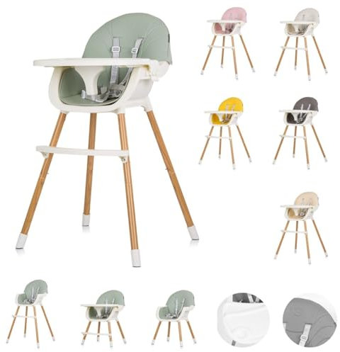Chipolino Kinderhochstuhl Rio 2 in 1, Kinderstuhl rutschfeste Beine 5-Punkt-Gurt, Farbe:grün