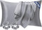 Seiwohl Satin Kissenbezug 40x60 2er Set, Weich wie Seidenkissenbezug Silk Pillowcase, Vegane Seide Kopfkissenbezug Kissenhülle Seidenkopfkissen für Haar und Haut mit 2 Haargummis, Grau