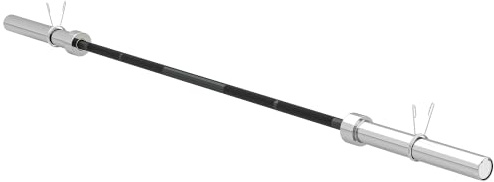 SPORTNOW Barra de Pesas de Acero 180 cm Ø50 mm Barra Olímpica 15 kg Negro | 2 Presillas, Carga 200 kg, para los Discos de Ø5 cm, para Press Banca Halterofilia en Gimnasio Casa