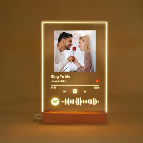 Personalized Spotify Plaque Photo Gifts for Boyfriend Girlfriend Women Couple,Custom Picture Frames Acrylic Night Light for Best Friend Birthday Gifts,Customizable Gifts for Christmas Day (Style 16)
