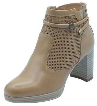 Nero Giardini E409730D Cuoio Tronchetti con Tacco Alto per Donna Pelle Traforata Lampo (Taglia 38)