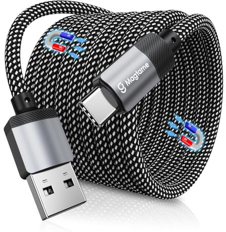 Magtame Câble USB C, Câble Magnétique USB A à USB C de 150CM, Câble de Charge Rapide de Type C Tressé en Nylon pour Samsung S23/S22, pour Pad, produit de brevet de conception originale